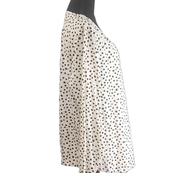 EVRI EVERYDAY TEE White Polka Dots V-Neck Long Sleeve Tee Size 2X - Picture 3 of 4